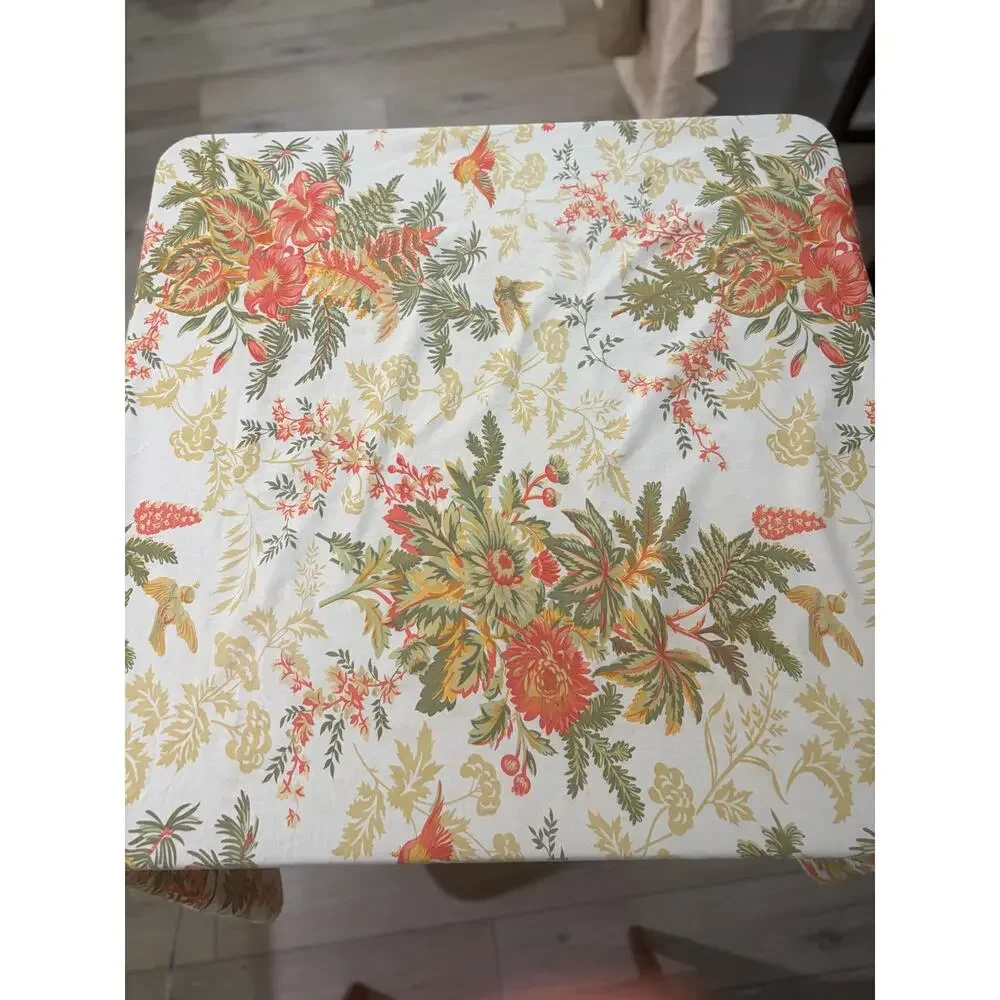 April Cornell Chrissy Floral Tablecloth 54”x54” Breakfast Square Cloth Ecru